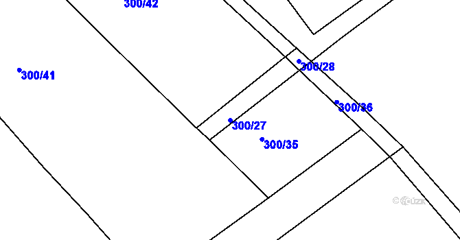 Parcela st. 300/27 v KÚ Kozojedy, Katastrální mapa