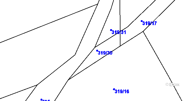 Parcela st. 319/30 v KÚ Kozojedy, Katastrální mapa