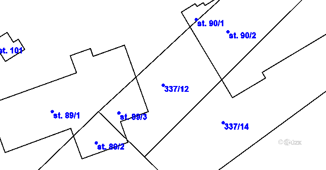 Parcela st. 337/12 v KÚ Kozojedy, Katastrální mapa