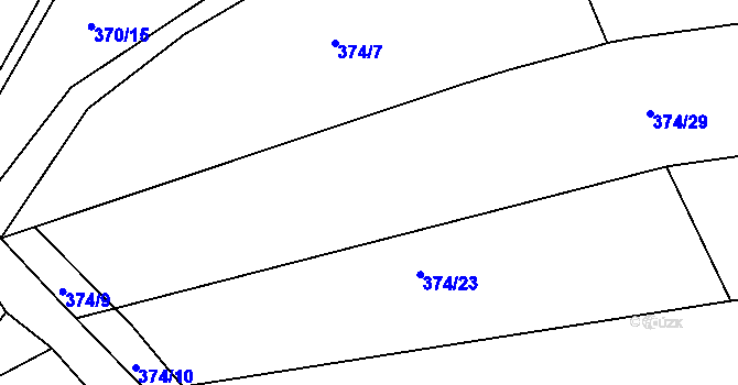 Parcela st. 374/17 v KÚ Kozojedy, Katastrální mapa