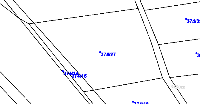 Parcela st. 374/27 v KÚ Kozojedy, Katastrální mapa
