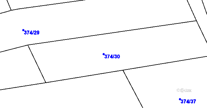 Parcela st. 374/30 v KÚ Kozojedy, Katastrální mapa
