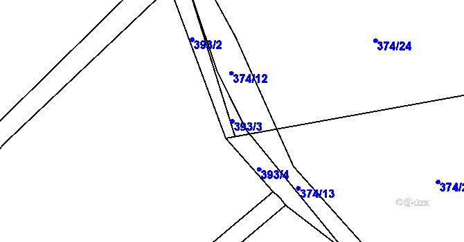 Parcela st. 393/3 v KÚ Kozojedy, Katastrální mapa