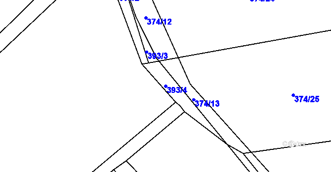 Parcela st. 393/4 v KÚ Kozojedy, Katastrální mapa