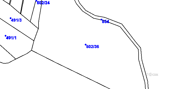 Parcela st. 502/36 v KÚ Kozojedy, Katastrální mapa