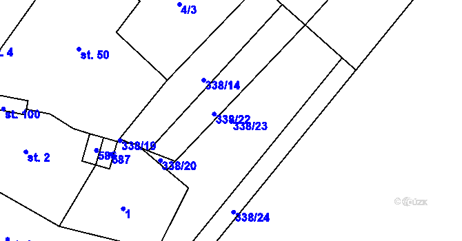 Parcela st. 338/23 v KÚ Kozojedy, Katastrální mapa