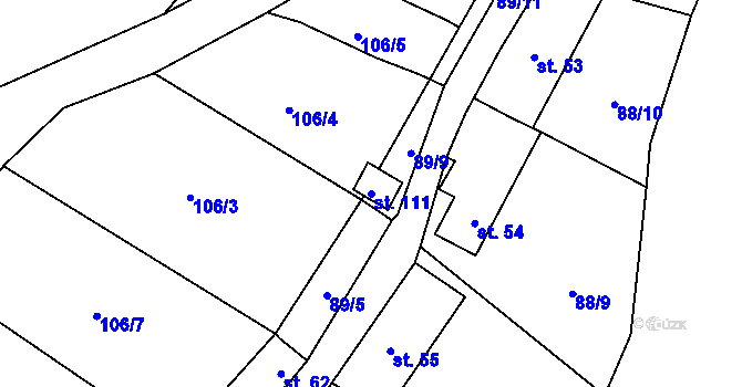 Parcela st. 111 v KÚ Kozojedy, Katastrální mapa