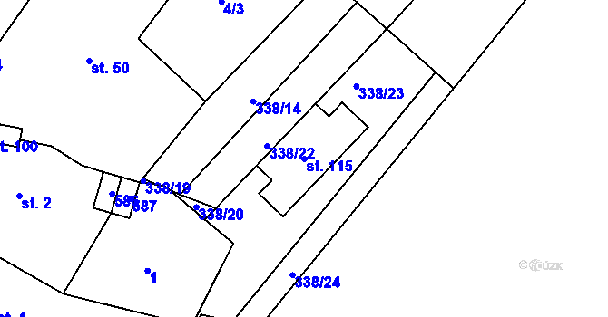 Parcela st. 115 v KÚ Kozojedy, Katastrální mapa