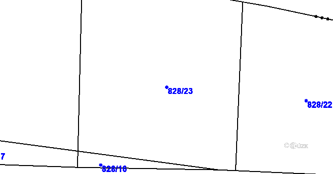 Parcela st. 828/23 v KÚ Bohy, Katastrální mapa