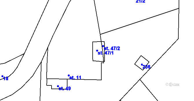 Parcela st. 47/1 v KÚ Borek u Kozojed, Katastrální mapa