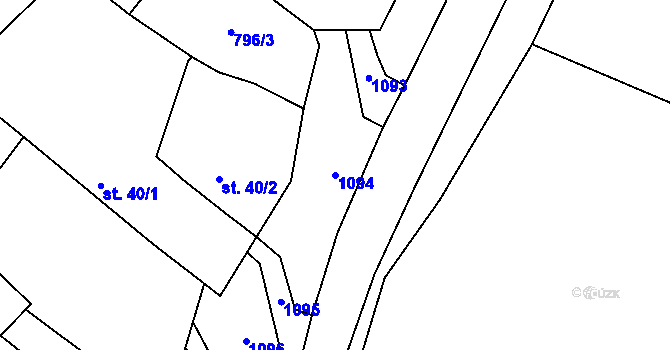 Parcela st. 1094 v KÚ Brodeslavy, Katastrální mapa