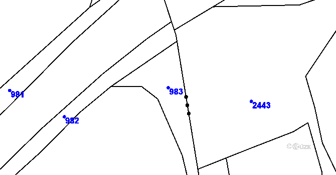 Parcela st. 983 v KÚ Brodeslavy, Katastrální mapa