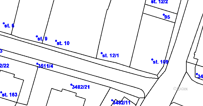 Parcela st. 12/1 v KÚ Kozojedy u Kralovic, Katastrální mapa