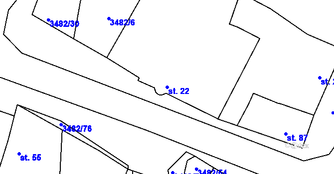 Parcela st. 22 v KÚ Kozojedy u Kralovic, Katastrální mapa