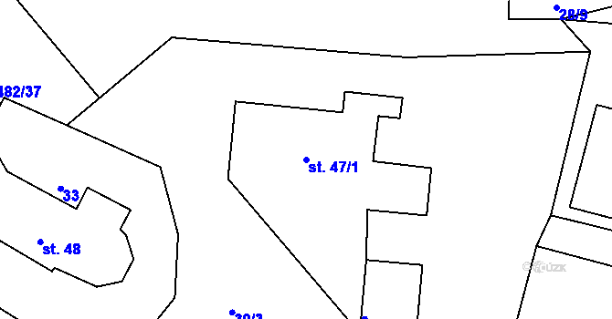 Parcela st. 47/1 v KÚ Kozojedy u Kralovic, Katastrální mapa