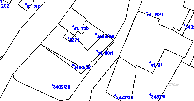 Parcela st. 60/1 v KÚ Kozojedy u Kralovic, Katastrální mapa