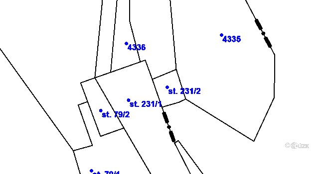 Parcela st. 231/2 v KÚ Kozojedy u Kralovic, Katastrální mapa