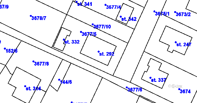 Parcela st. 292 v KÚ Kozojedy u Kralovic, Katastrální mapa