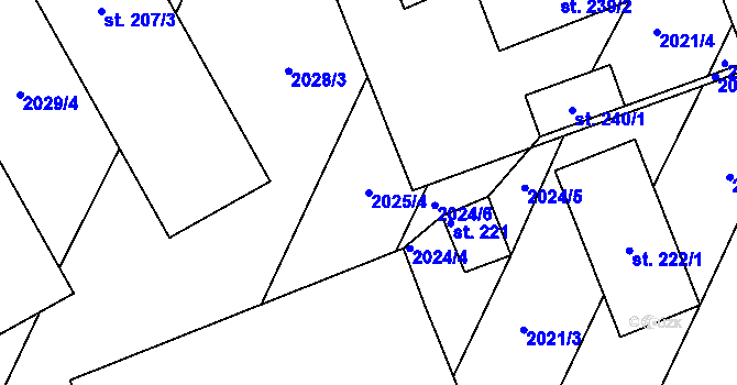 Parcela st. 2025/4 v KÚ Kozojedy u Kralovic, Katastrální mapa