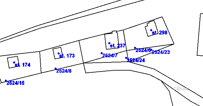 Parcela st. 2524/7 v KÚ Kozojedy u Kralovic, Katastrální mapa