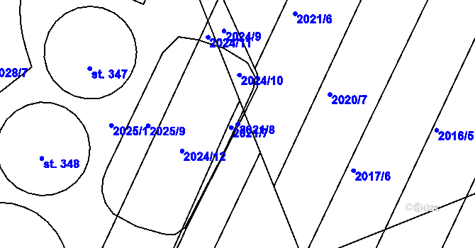 Parcela st. 2021/8 v KÚ Kozojedy u Kralovic, Katastrální mapa