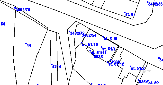 Parcela st. 51/10 v KÚ Kozojedy u Kralovic, Katastrální mapa