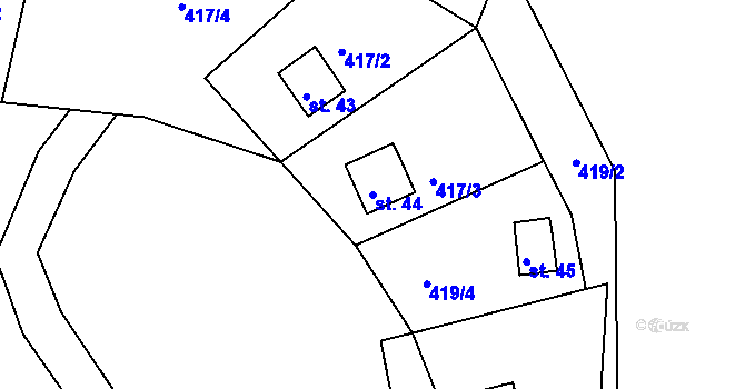 Parcela st. 44 v KÚ Rakolusky, Katastrální mapa