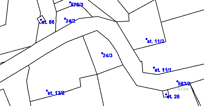 Parcela st. 24/3 v KÚ Rakolusky, Katastrální mapa