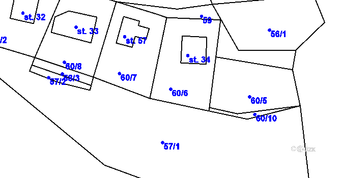 Parcela st. 60/6 v KÚ Rakolusky, Katastrální mapa