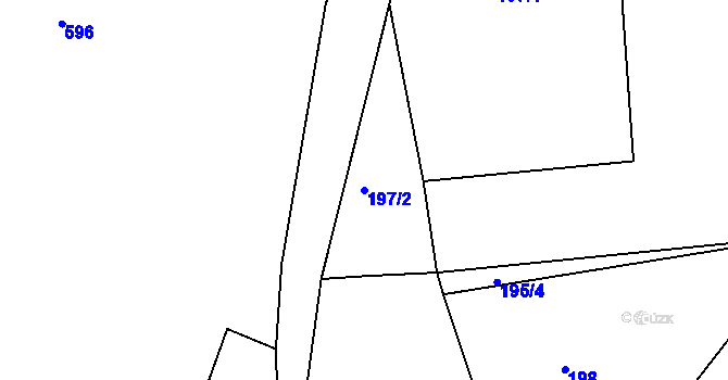 Parcela st. 197/2 v KÚ Rakolusky, Katastrální mapa