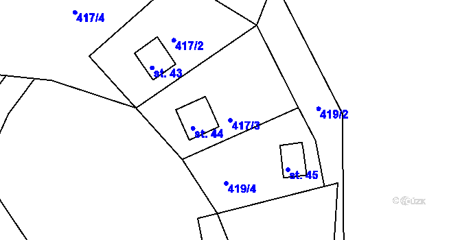 Parcela st. 417/3 v KÚ Rakolusky, Katastrální mapa