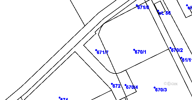 Parcela st. 671/7 v KÚ Rakolusky, Katastrální mapa
