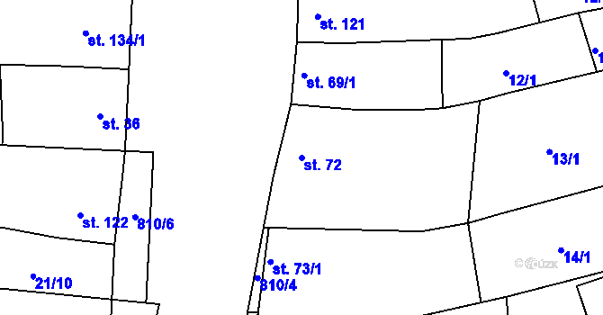 Parcela st. 72 v KÚ Kozojídky, Katastrální mapa