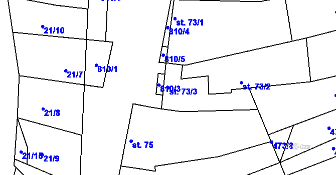Parcela st. 73/3 v KÚ Kozojídky, Katastrální mapa