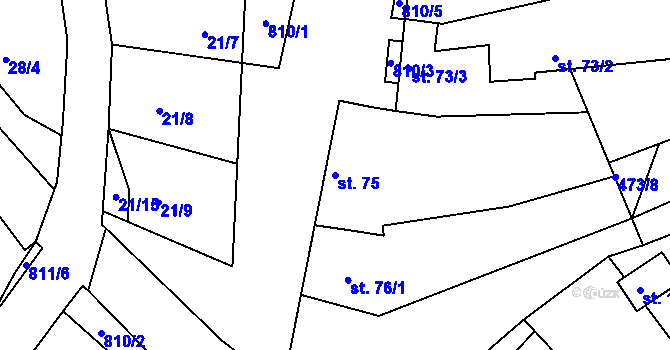 Parcela st. 75 v KÚ Kozojídky, Katastrální mapa