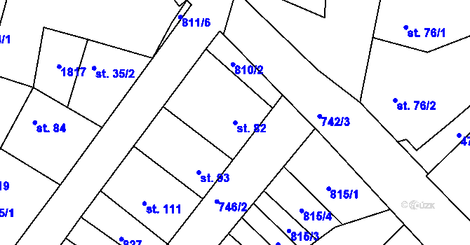 Parcela st. 82 v KÚ Kozojídky, Katastrální mapa