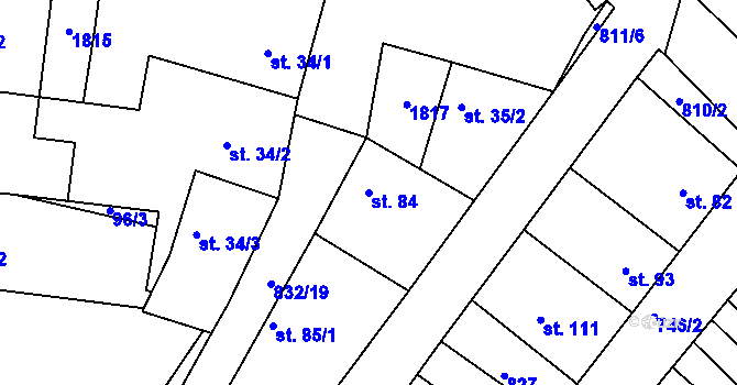 Parcela st. 84 v KÚ Kozojídky, Katastrální mapa
