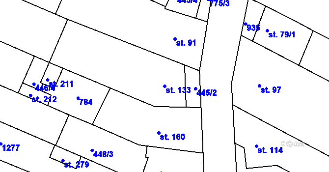 Parcela st. 133 v KÚ Kozojídky, Katastrální mapa