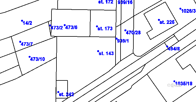 Parcela st. 143 v KÚ Kozojídky, Katastrální mapa
