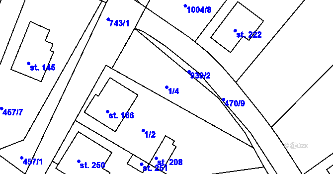 Parcela st. 1/4 v KÚ Kozojídky, Katastrální mapa