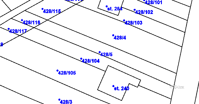 Parcela st. 428/5 v KÚ Kozojídky, Katastrální mapa