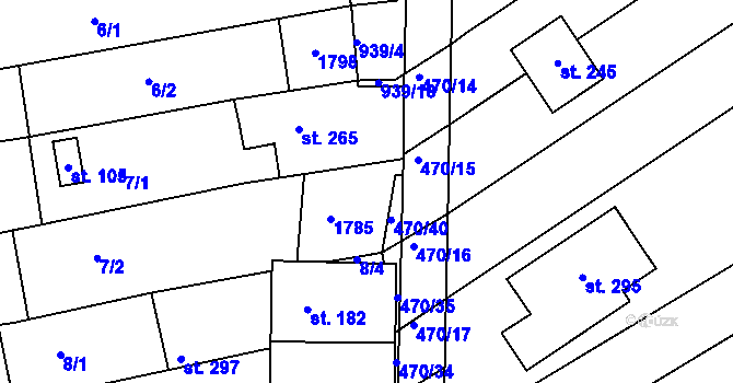 Parcela st. 939/8 v KÚ Kozojídky, Katastrální mapa