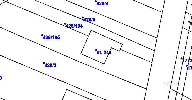 Parcela st. 240 v KÚ Kozojídky, Katastrální mapa