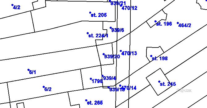 Parcela st. 939/20 v KÚ Kozojídky, Katastrální mapa