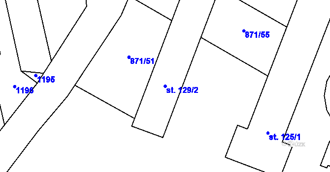 Parcela st. 129/2 v KÚ Kozojídky, Katastrální mapa