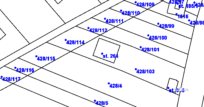 Parcela st. 264 v KÚ Kozojídky, Katastrální mapa
