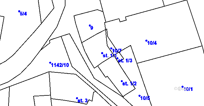 Parcela st. 1/1 v KÚ Kozolupy, Katastrální mapa
