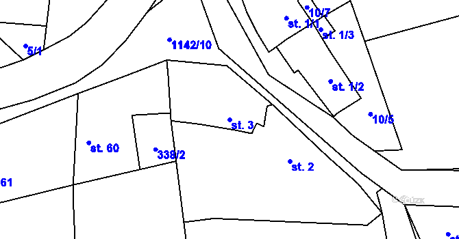 Parcela st. 3 v KÚ Kozolupy, Katastrální mapa