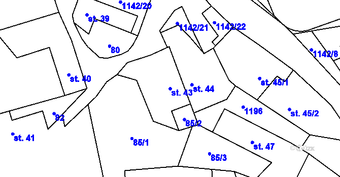 Parcela st. 43 v KÚ Kozolupy, Katastrální mapa