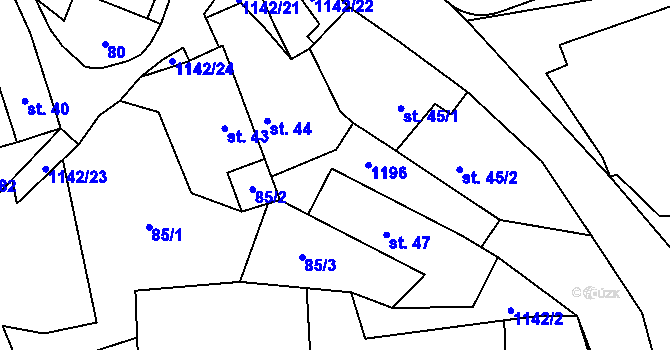 Parcela st. 46 v KÚ Kozolupy, Katastrální mapa